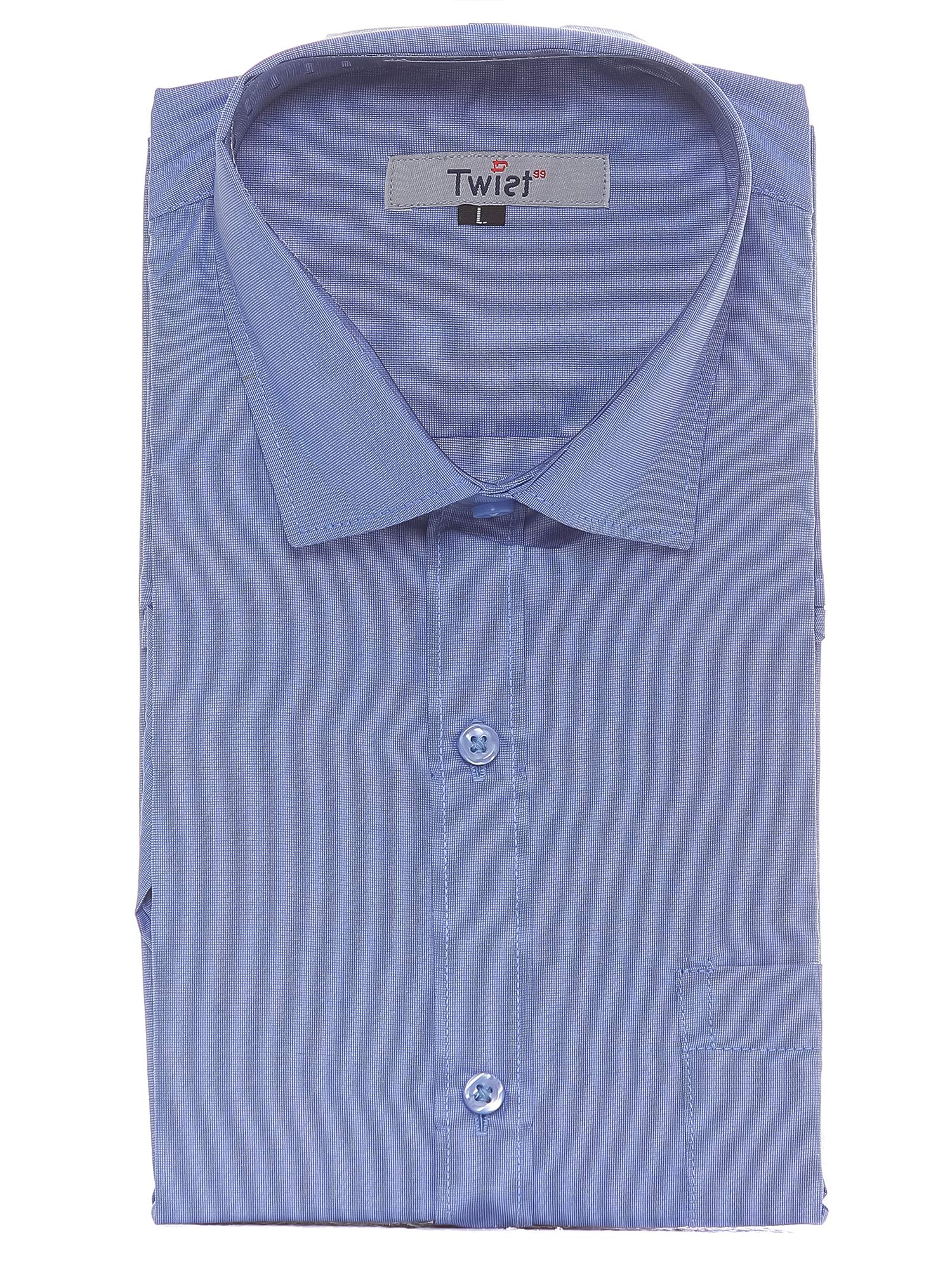 Twist Men's Cotton Chambray Half Sleeve Shirt (Blue;) …