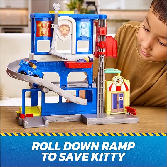 Paw Patrol: Pup Squad, Search & Rescue HQ Playset with Chase Pup Squad Racer, Humdinger Action Figure & Kitty Pal, Kids Toys for Boys & Girls Ages 3+