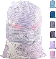Polecasa Extra Heavy Duty 24x36 Inch Diamond Mesh Laundry Bag with Drawstring & ID Tag - Large Breathable Storage for Dorms, Travel, Sports