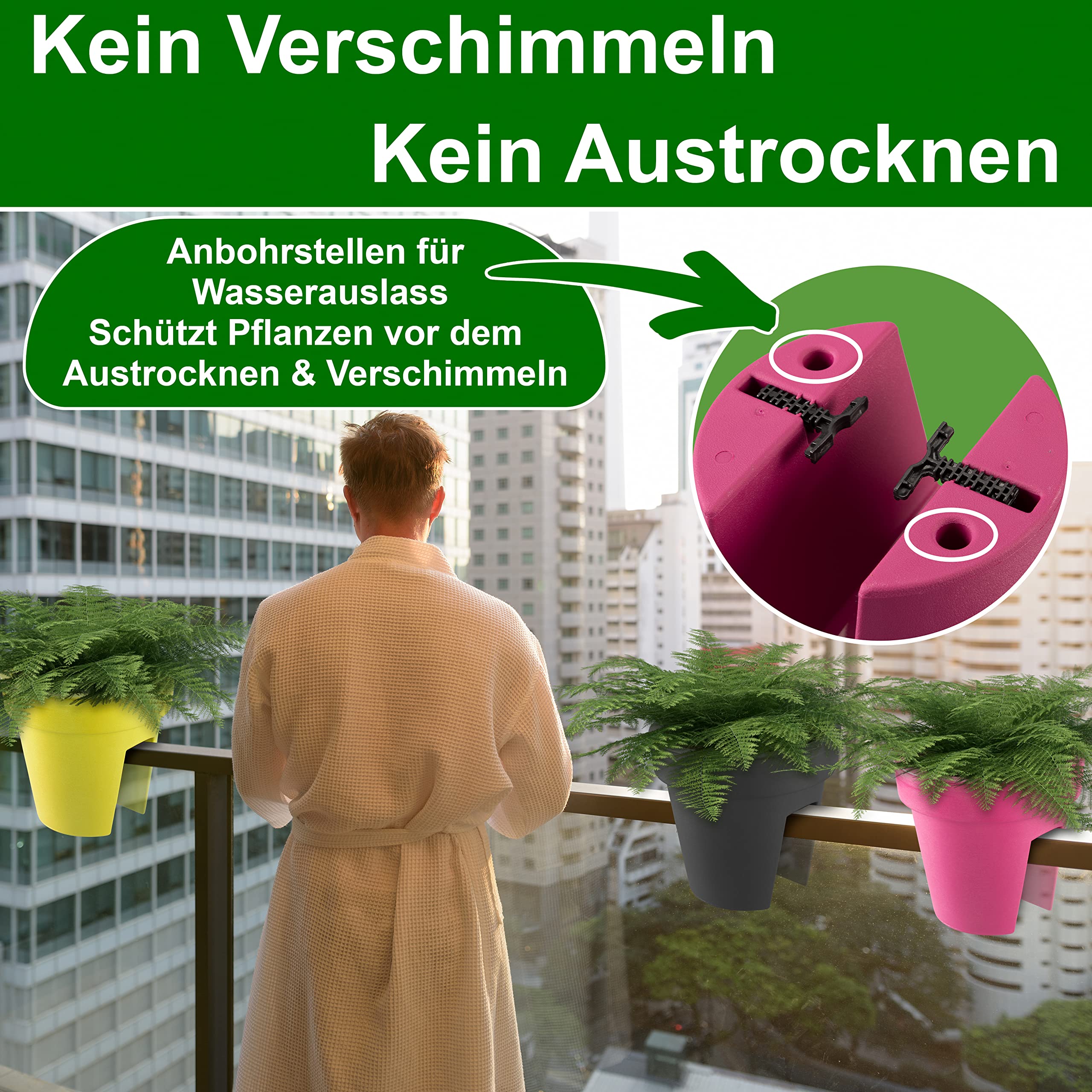 Fioriera Da Balcone TTamer 70 Cm – 39L, Rettangolare (Scegli Colore: Antracite, Verde O Arancione) - Foto 3