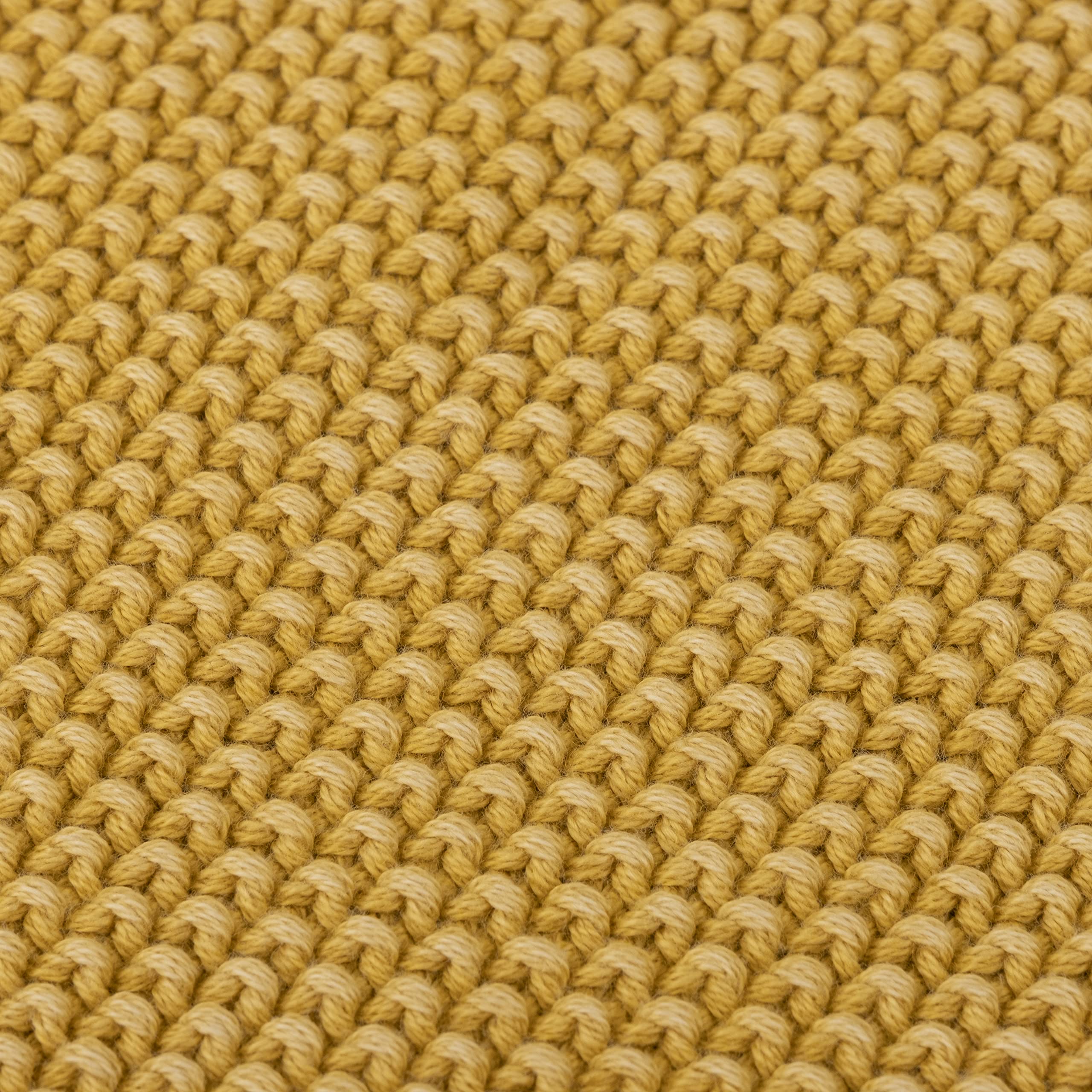 Penguin Home® Manta de Punto con Pompones 100% Algodón - Color Ocre - con Tacto Extra Suave para Sofá Sofá y Cama - Manta Cálida y Acogedora - 130x150 cm (50"x60")
