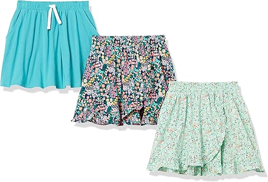 Amazon Essentials Girls Knit Skorts with Elastic Waist and Built-in Breathable Shorts