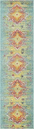 Miniatura 20 de Unique Loom Vita Collection - Alfombra vintage tribal sudoccidental sobreteñida (2 pies x 6 pies 7 pulgadas, para pasillo, turquesa/amarillo)