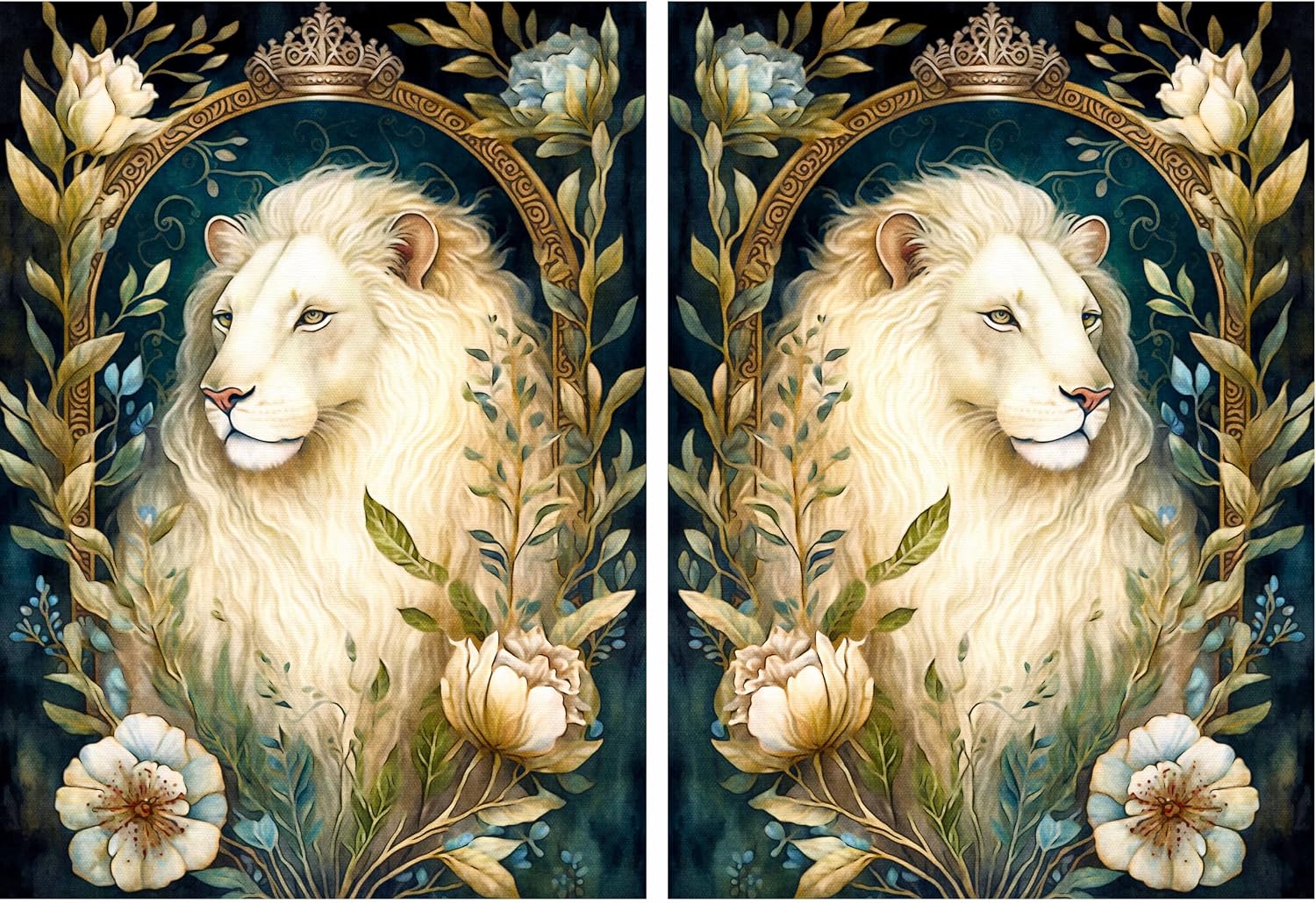 White Lion Rice Paper, A3+ 11.5 x 16 inch (2 pc) - Left & Right Pair for Decoupage, Posters, Furniture, and Craft Projects by CRAFT KREATIVELY