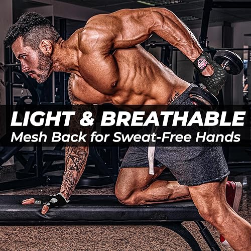 Miniatura 7 de FIGHTSENSE Guantes de levantamiento de pesas con protección completa de la palma de la mano, guantes de entrenamiento para hombres y mujeres,