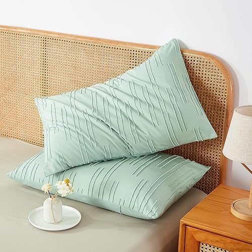 Miniatura 7 de Juego de edredón de tamaño Queen de color verde salvia, para cama Queen, estilo rústico, bohemio, esponjoso, ligero, con flores, plantas, para todas