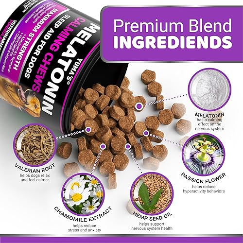 Miniatura 3 de Melatonina para perros  170 masticables de melatonina para perros pequeños y grandes  Ayuda para dormir para cachorros  Golosinas calmantes