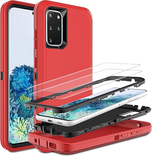 Miniatura 1 de Funda para S20 Plus, Galaxy S20 Plus con protector de pantalla de TPU flexible autorreparable 2 unidades, funda pesada 3 en 1 de cuerpo completo a