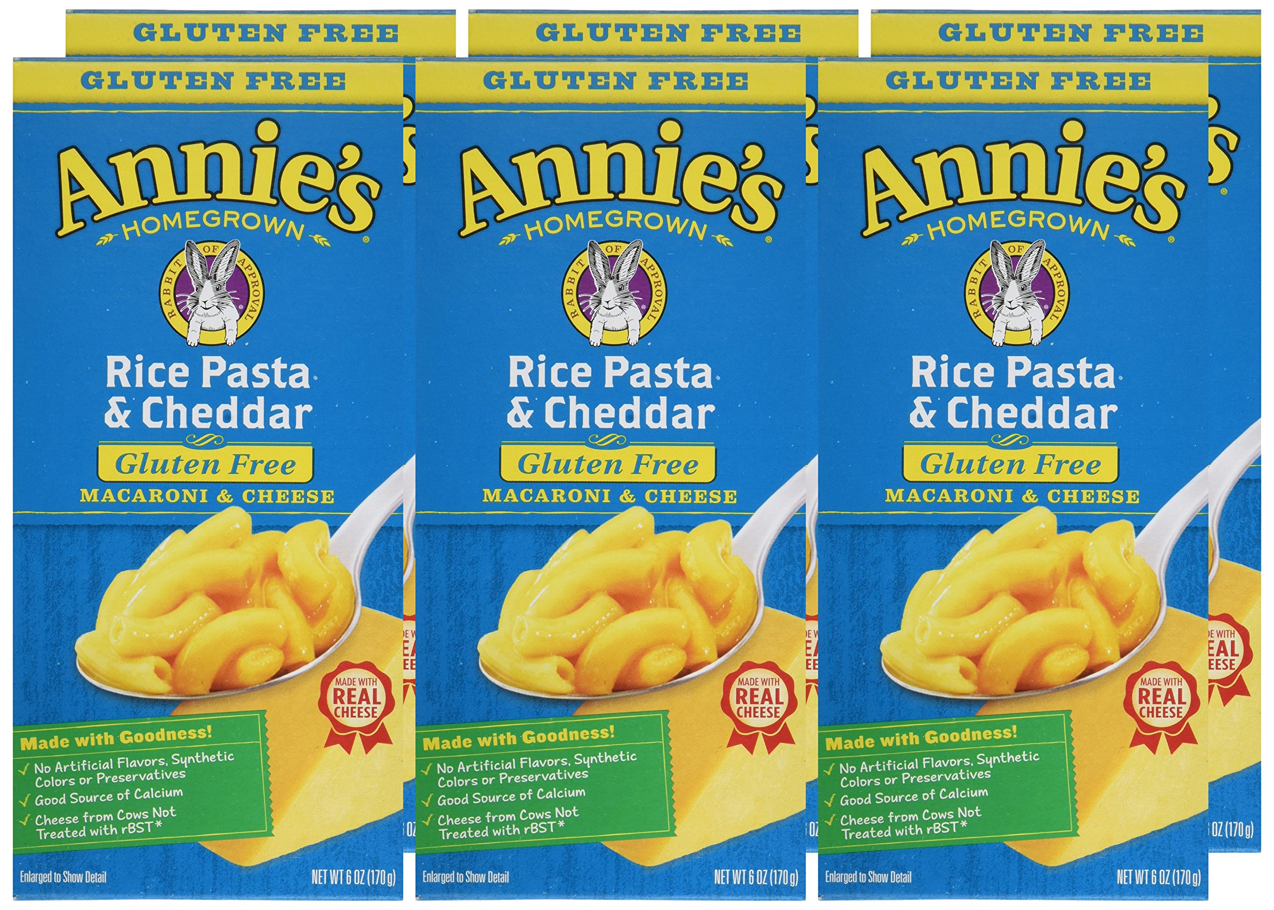 Annie's Homegrown Gluten-free Rice Pasta & Cheddar Mac & Cheese, 6-ounce Boxes-pack of 6
