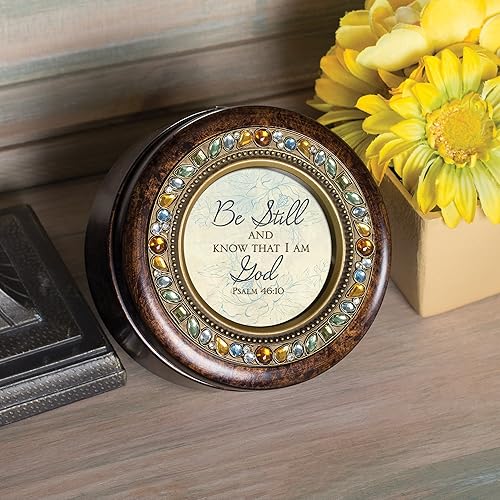 Miniatura 3 de Cottage Garden Be Still Know I Am God Amber Earth Tone Joyero Caja de música reproduce lo genial que eres