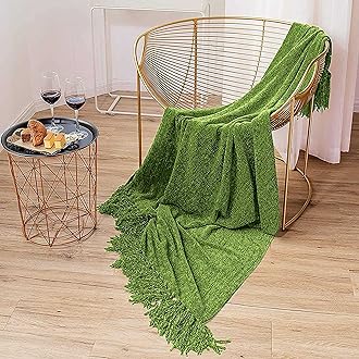 Cazimo Soft Chenille Premium Throw Blanket, Fade Resistant, All Seasons,Soft Decorative Throw for Living Room, Sofa, Chair and Couch, Lightweight, 220 TC, Pack of 1 Pcs. 60x50 Inches, Light Green