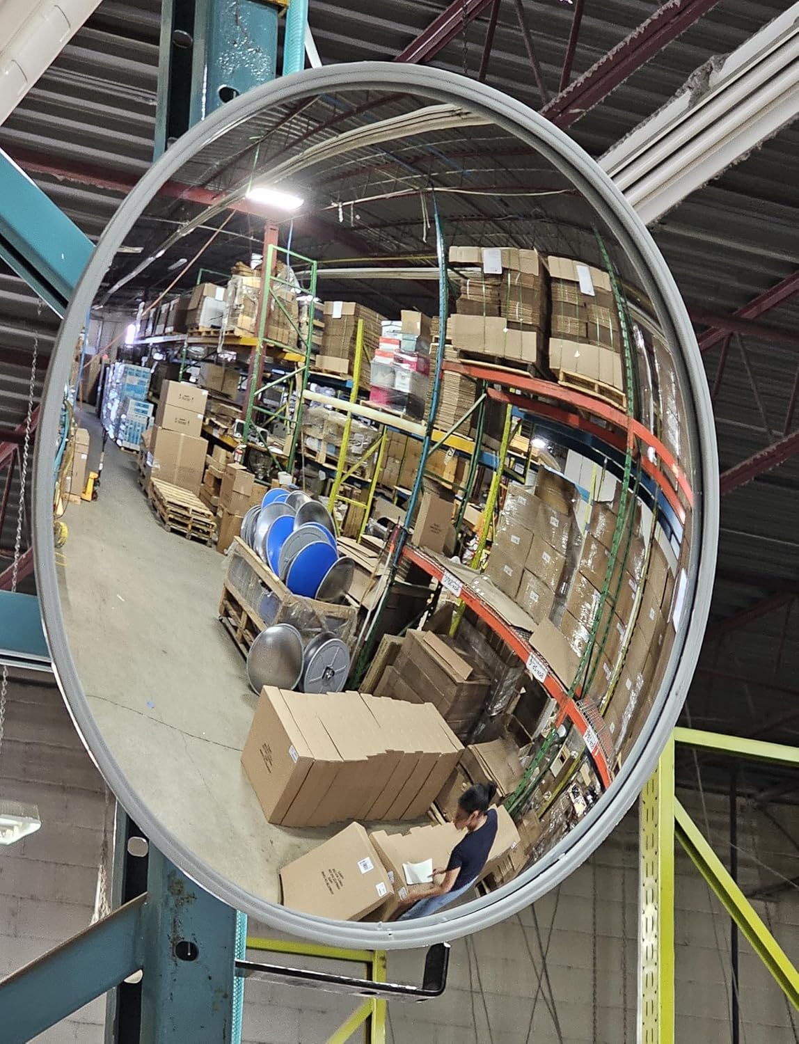 Acrylic Outdoor Convex Mirror With Plastic Back, Round Security Mirror for the Garage Blind Spot, Store Safety, Warehouse Side View, Circular Wall Mirror for Personal/Office Use -Vision Metalizers