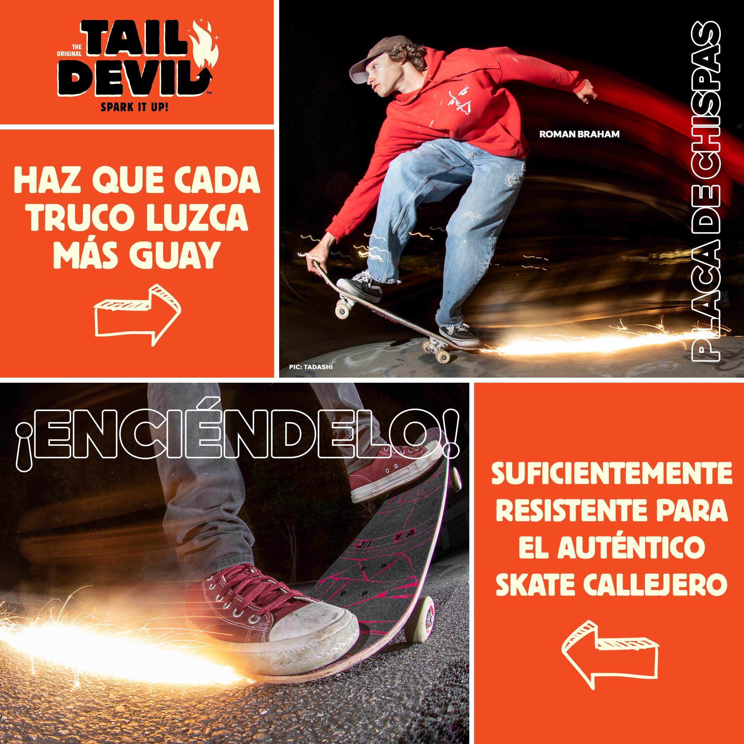Tail Devil Spark It Up! Placas de Chispa para Skateboard para Niño y Adulto