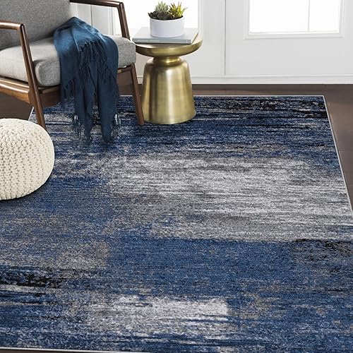 Miniatura 8 de Worxvell Alfombras de 4 x 6 para dormitorio, lavables, antideslizantes, modernas, abstractas, de pelo bajo, para sala de estar, alfombra suave de