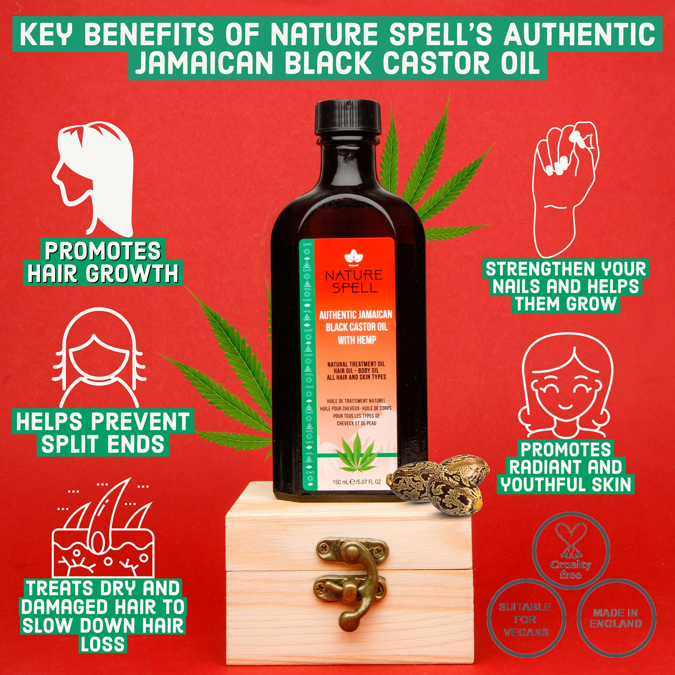 Buy Nature Spell Authentic Jamaican Black Castor Oil with Hemp for Hair