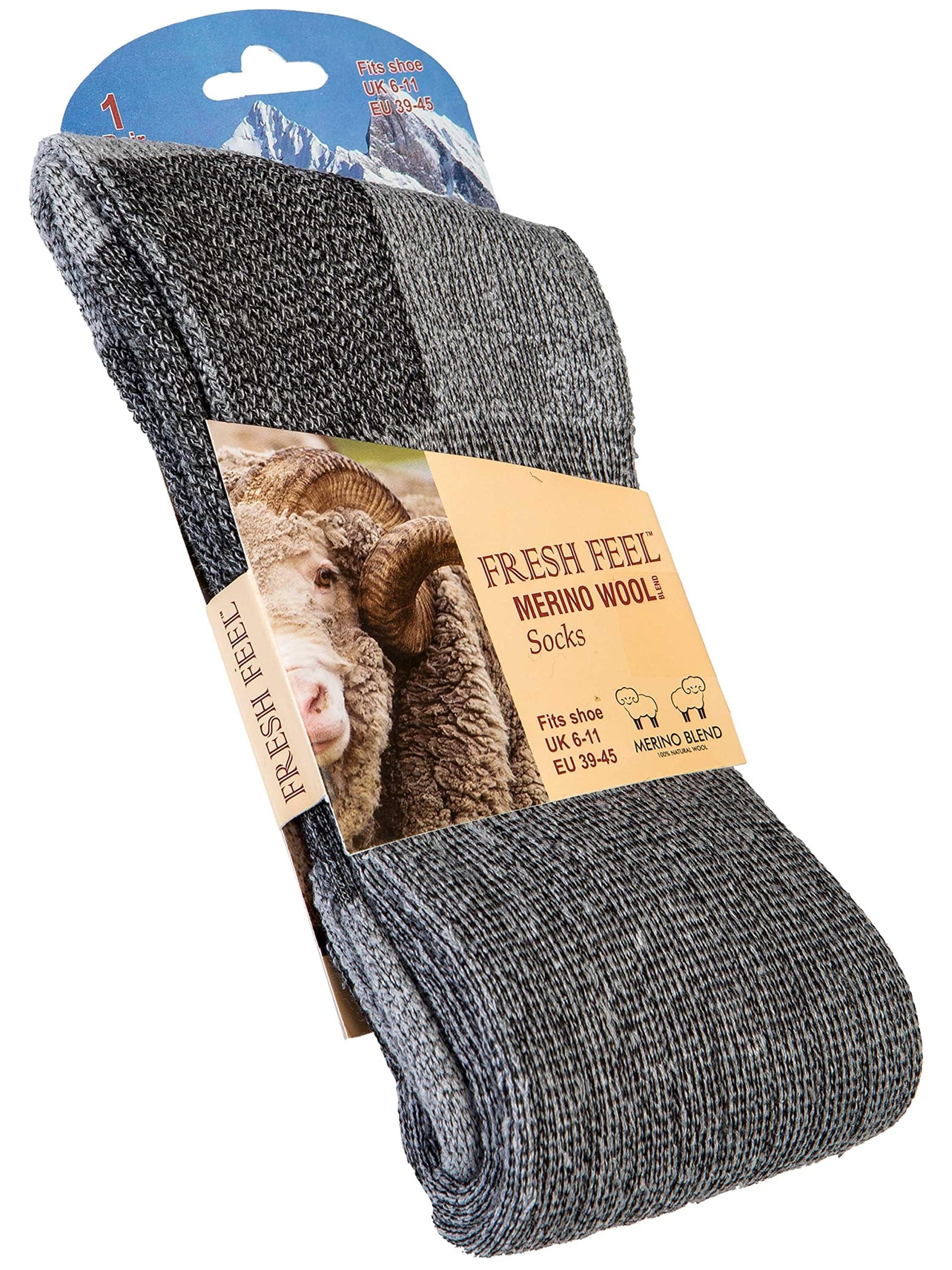 Undercover 3 Pairs Diabetic Merino Wool Socks Black 6-11