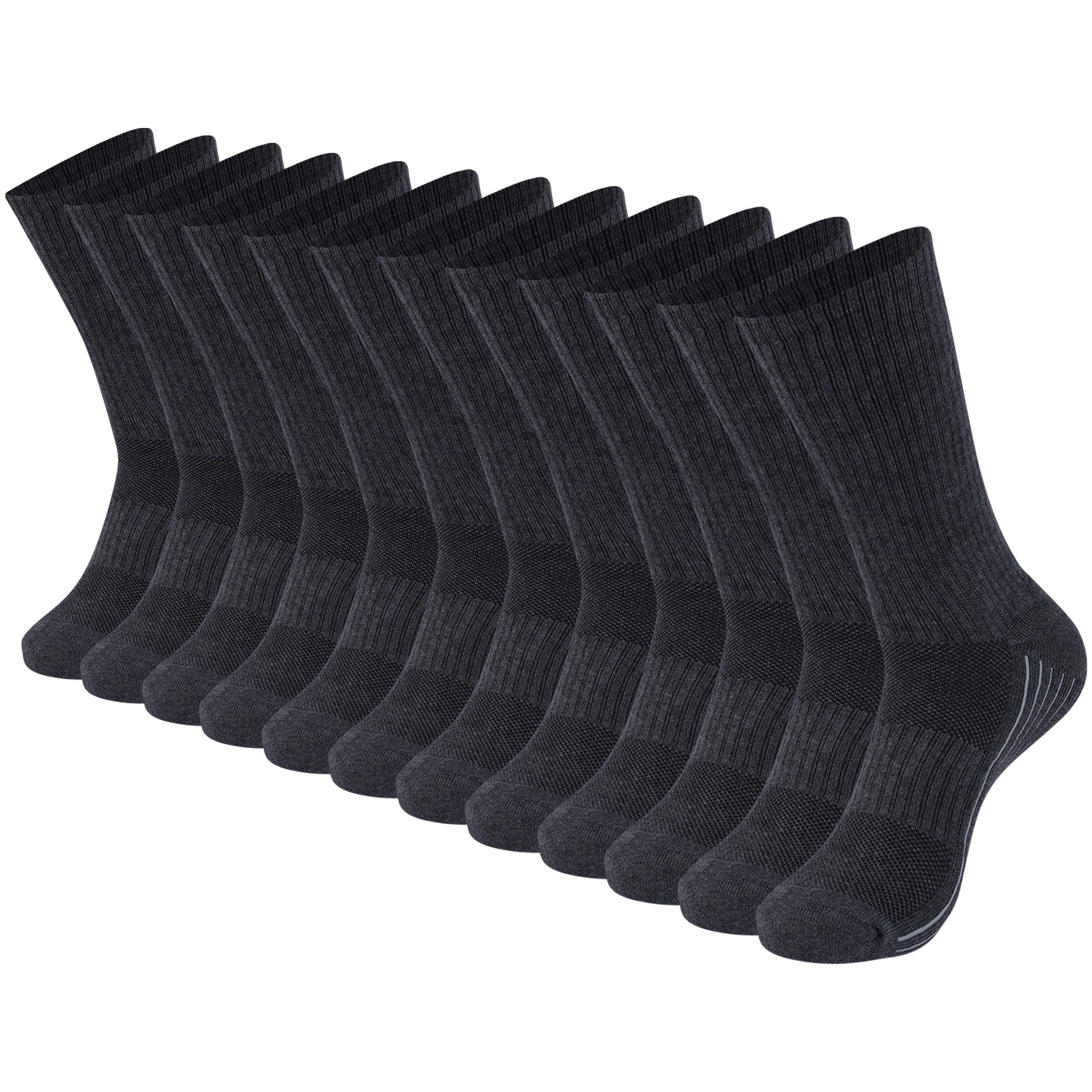 Sunew Viscose Bamboo Socks, Unisex Cushioned Comfortable Crew Workout Hiking Socks 6 Pairs