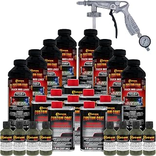 Custom Coat Federal Standard Color # 34094 Olive Drab T70 Urethane Spray-On Truck Bed Liner, 2 Gallon Kit with Spray Gun and Regulator - Durable Textured Protective Coating - Easy Mix Car Auto