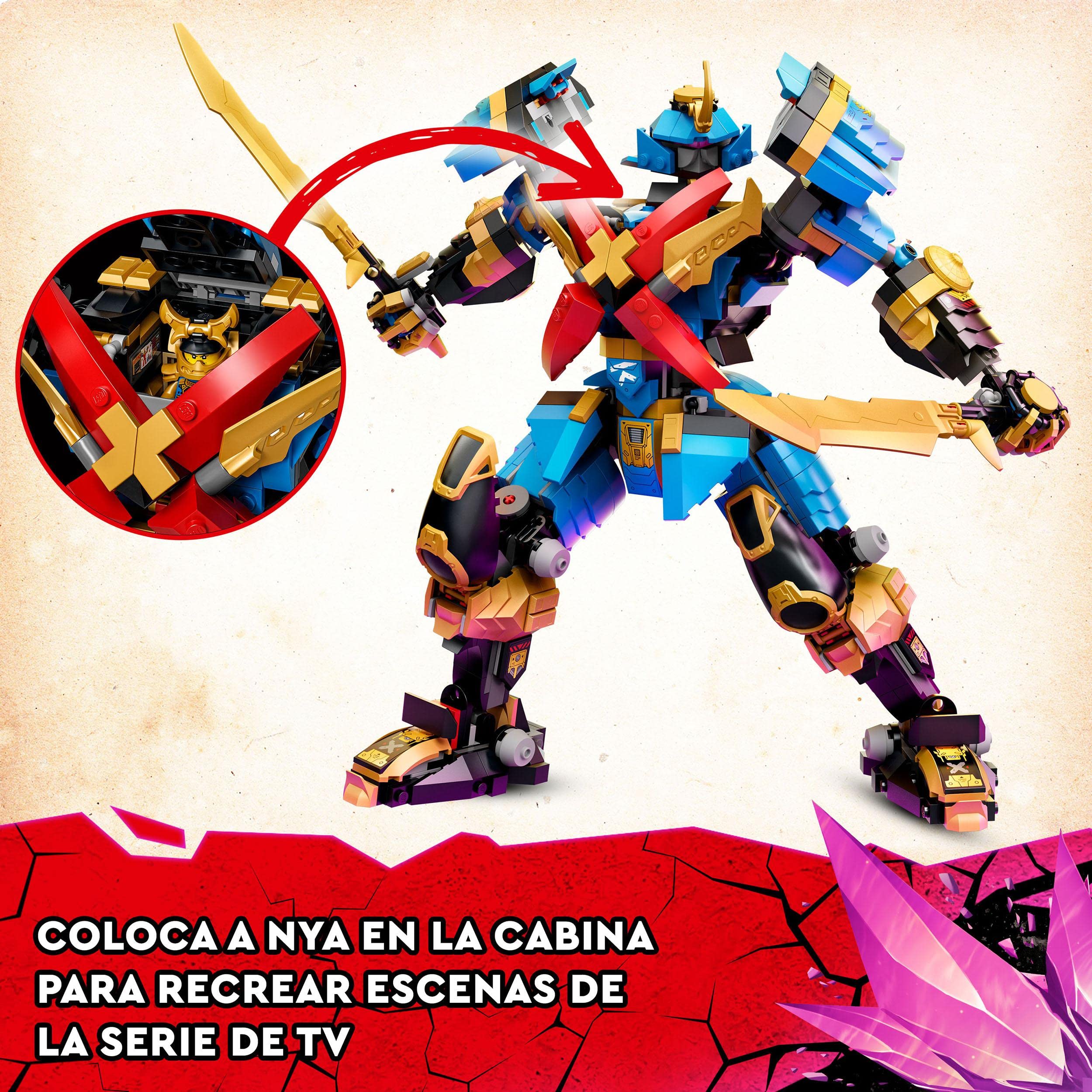 LEGO 71775 Ninjago Meca Samurái X de NYA, Figura de Acción para Construir, Serie TV Crystallized, Robot de Juguete, para Niños, Reyes Magos