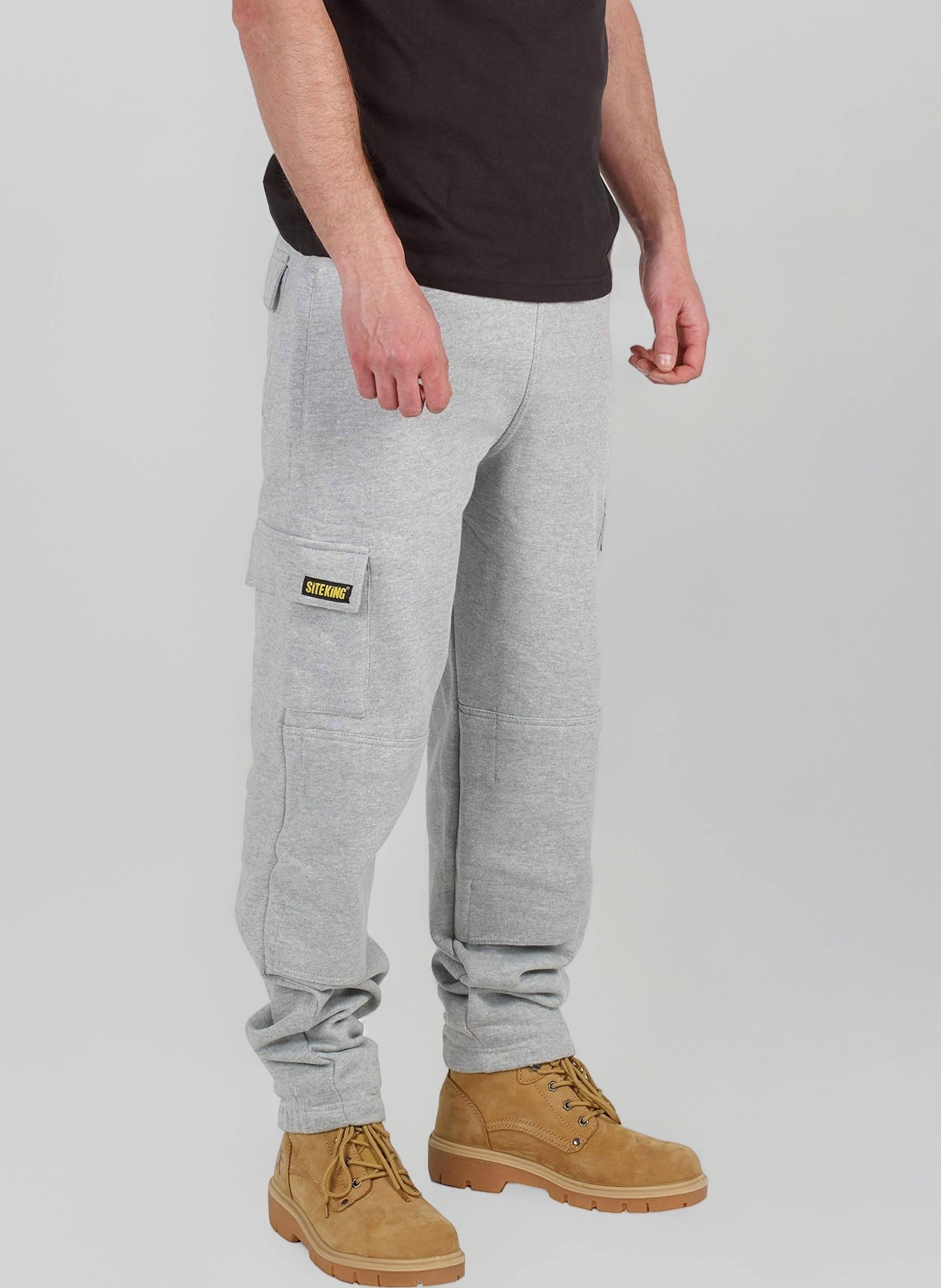 SITE KING Mens Cargo Work Tracksuit Jogging Bottoms with Knee Pad Pockets