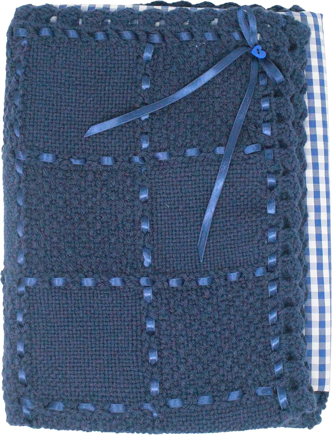 Knitted Baby Blanket Handmade with Love by a Grandma. Knit Newborn Baby Blanket with Soft Cotton Backing (BabyLove6)