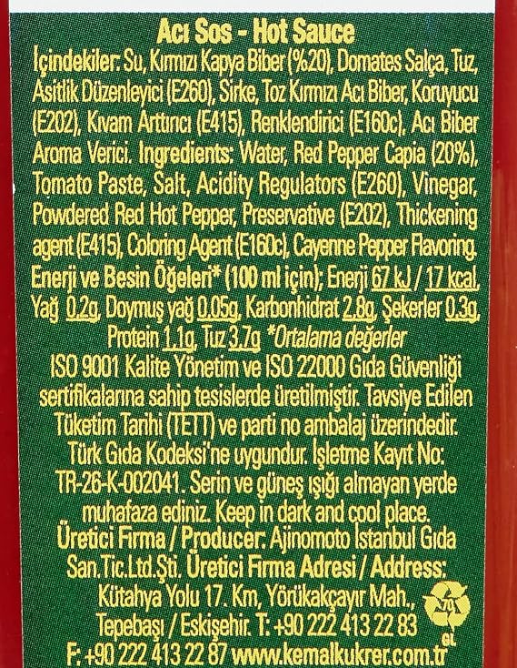 Kemal Kükrer Hot Sauce 250 ml
