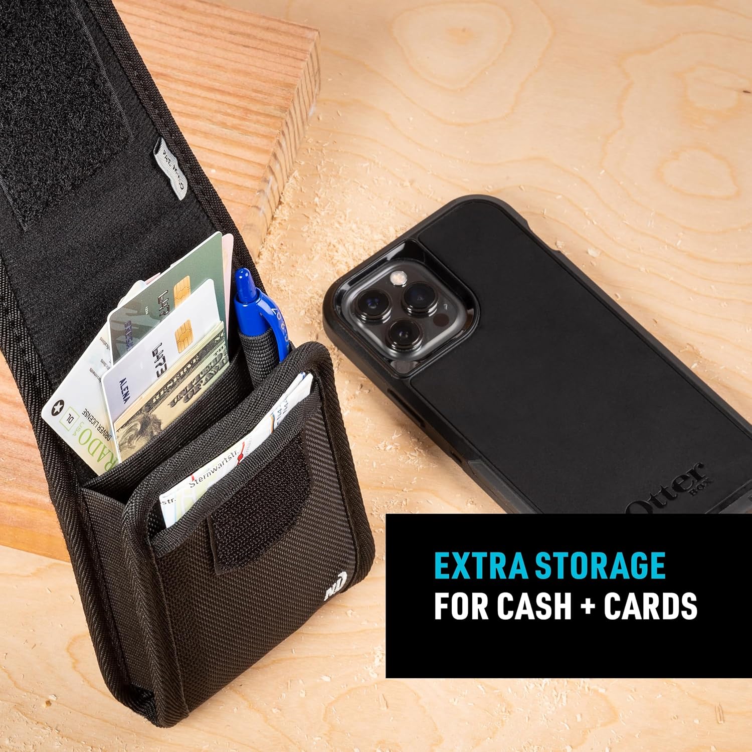 Nite Ize Clip Case Cargo Universal Rugged Phone Holster - Holster for Men's & Women's Belts - Utility Belt Pouch - Phone Accessories - XX-Large, Black - Image 4