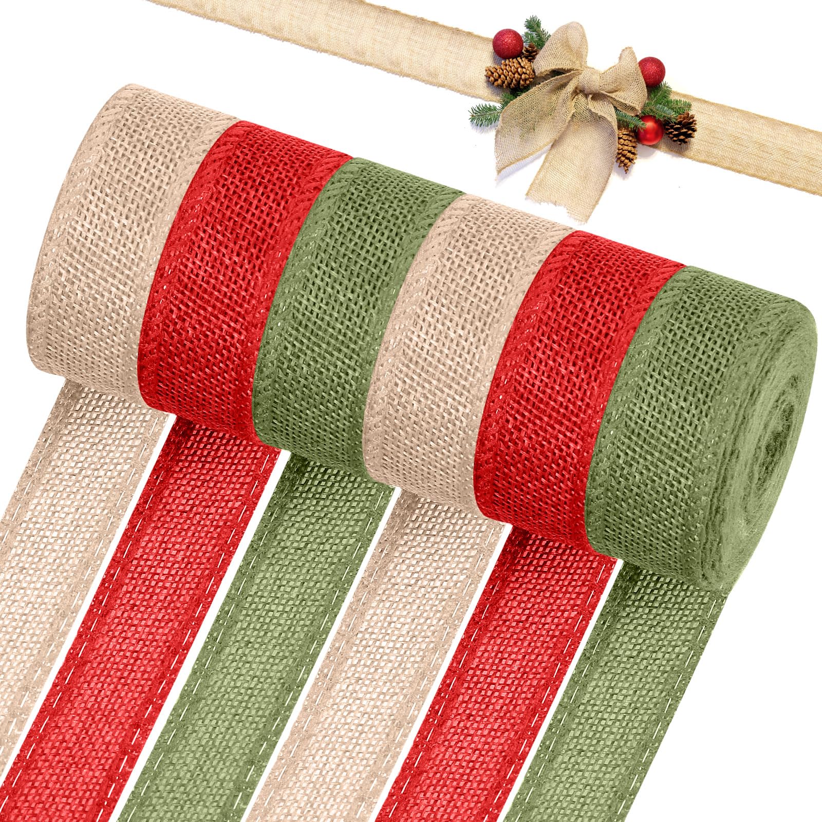 Ruban de Noël en toile de jute pour fabriquer facilement des nœuds de sapin et couronnes de porte
