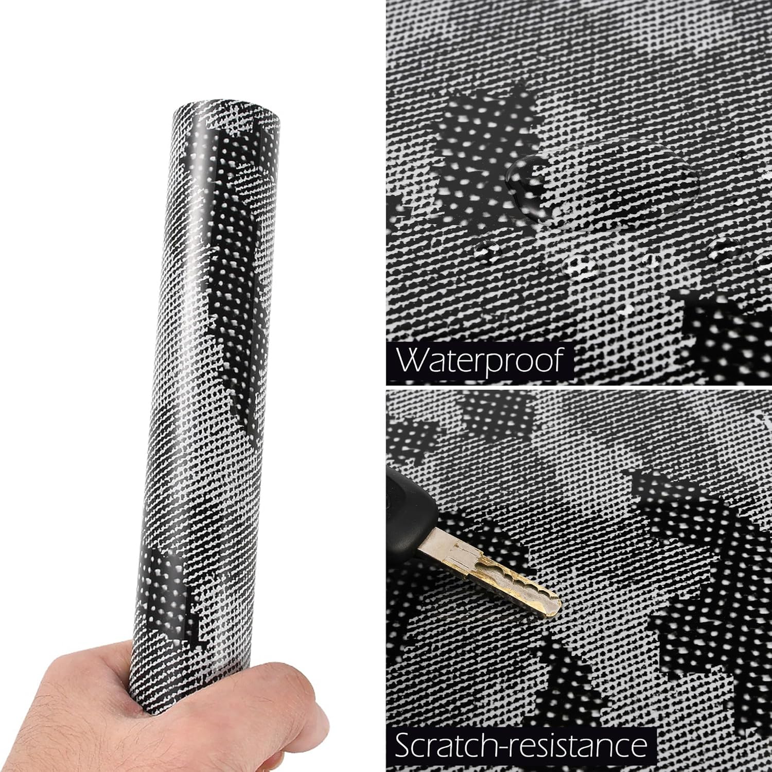 Gray Python Pattern Camouflage Car Vinyl Wrap Simulated Forged Carbon Fiber Glossy Finish Car Body Film for Vehicle Interior Exterior Decoration, 59.84" x 29.52"