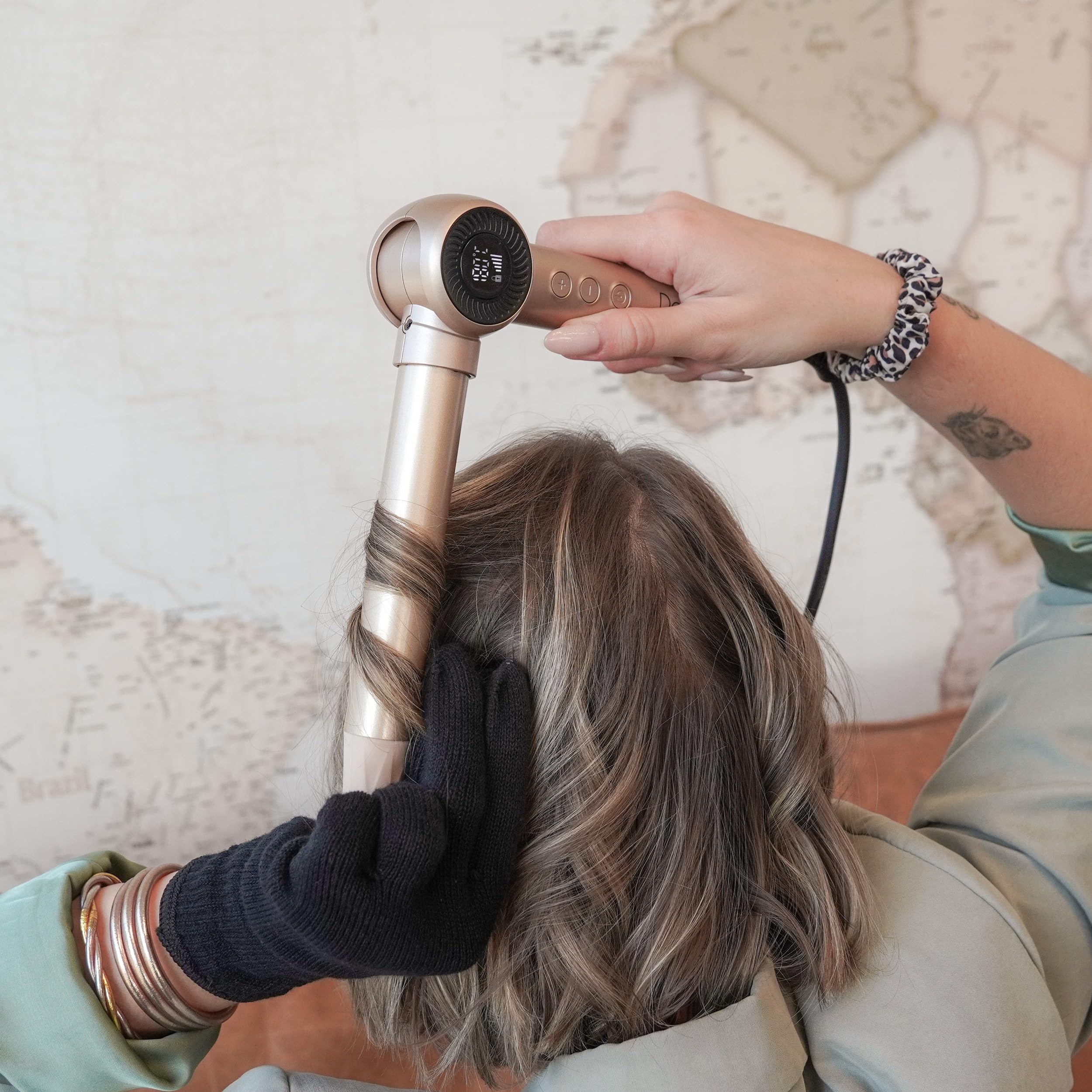 Demeliss Curl Power 25 mm – Arricciacapelli Pieghevole 180° con 10 Temperature, Schermo Digitale, Guanto Termoresistente e Cavo 2 m – Per Tutti i Tipi di Capelli