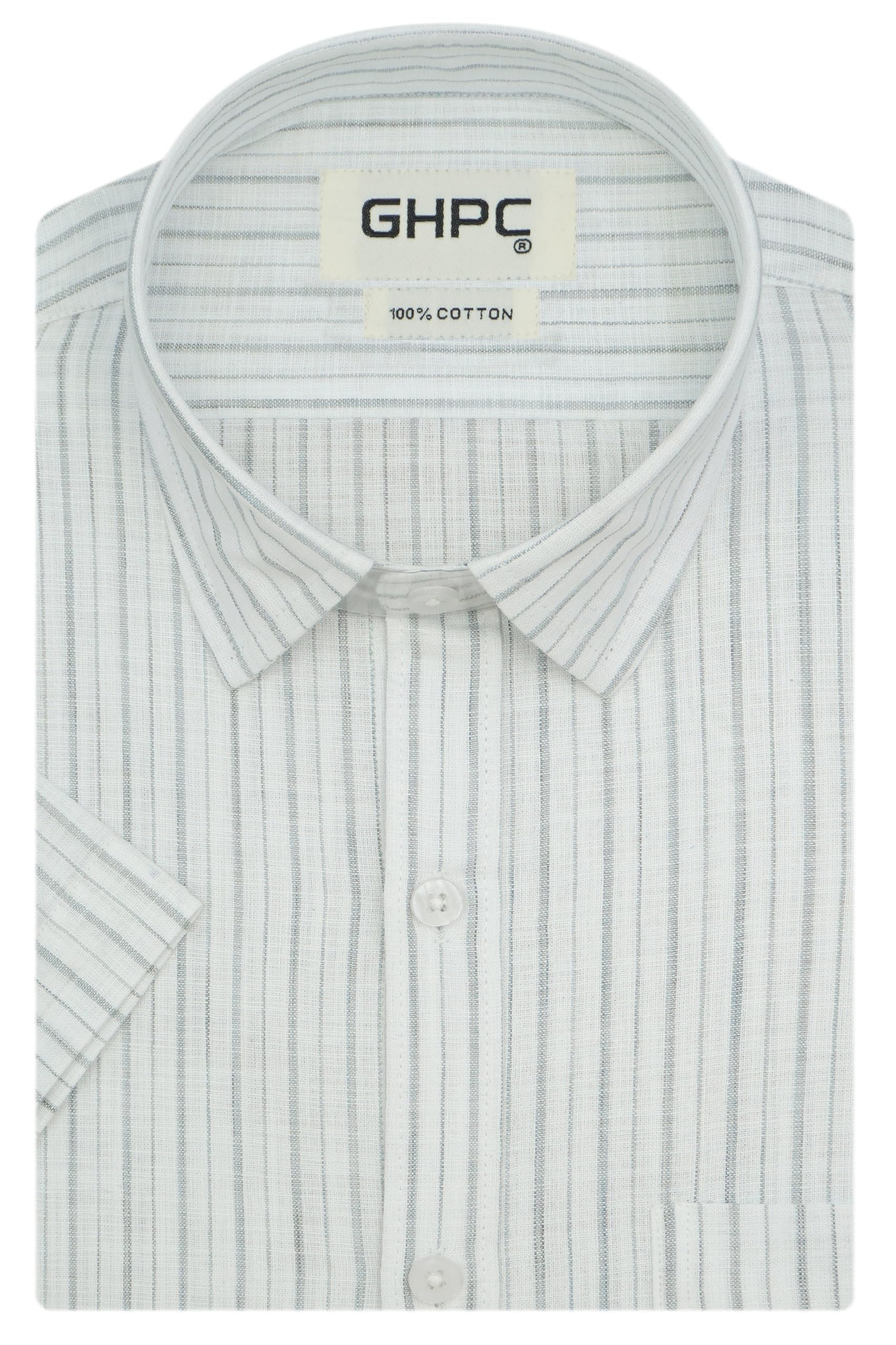 ghpc 100% Cotton Striped Half Sleeves Regular Fit Formal Shirt for Men-picture-23