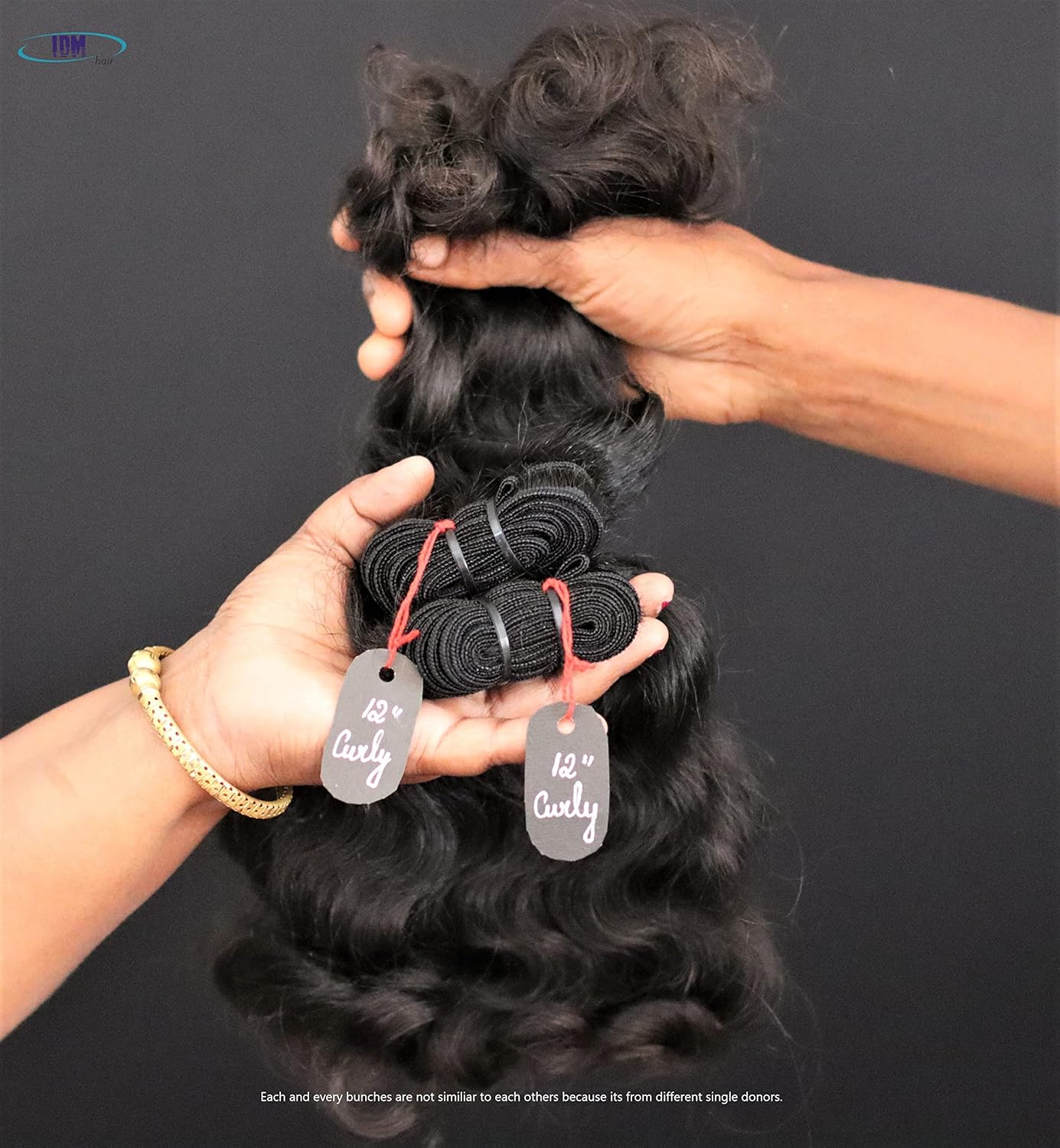 IDM 12” Curly 2 bundles raw indian bundles human hair indian natural curly single donor hair