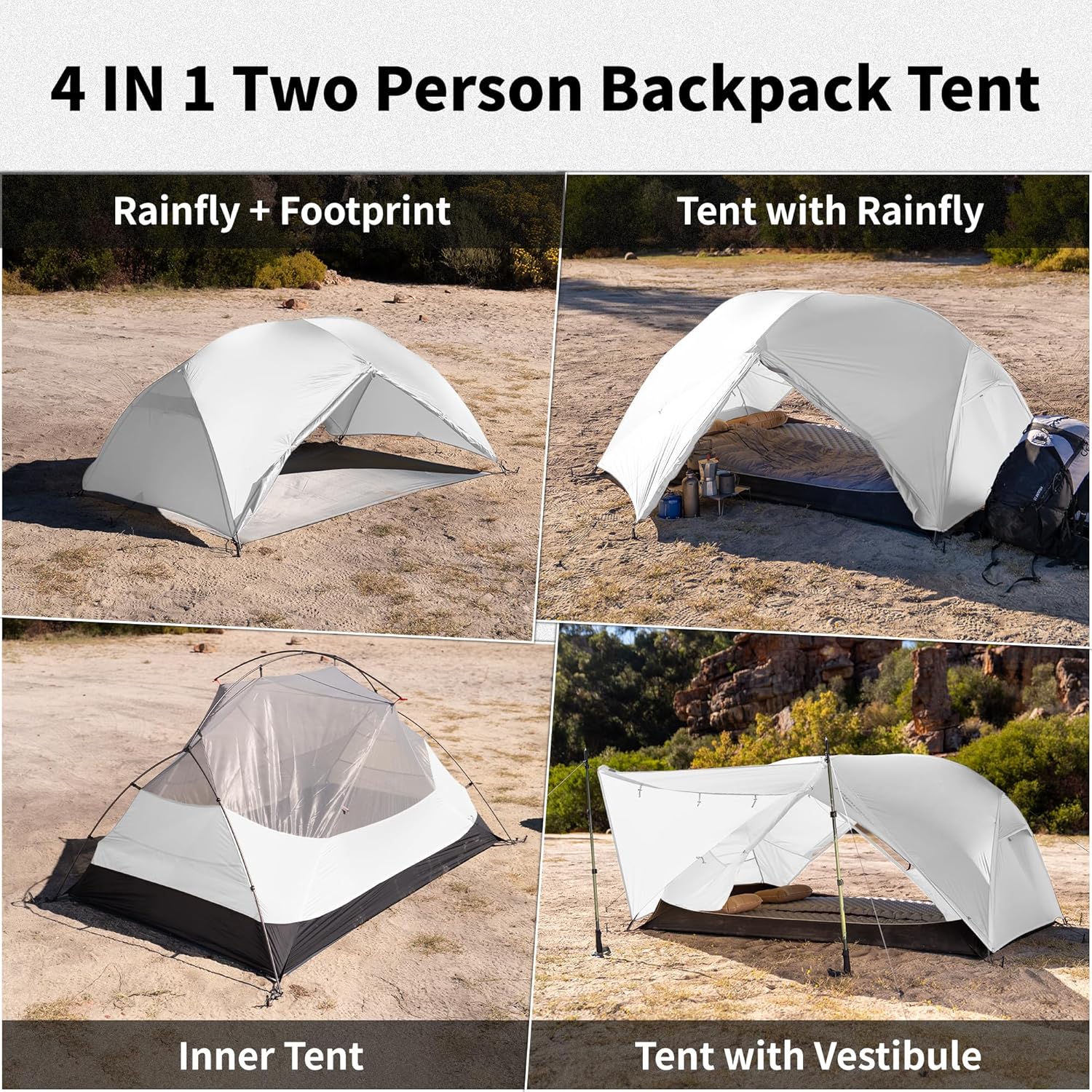 Naturehike Mongar Pro 1/2/3 Person Backpacking Tent,Waterproof Nylon Easy Setup Lightweight Camping Tent