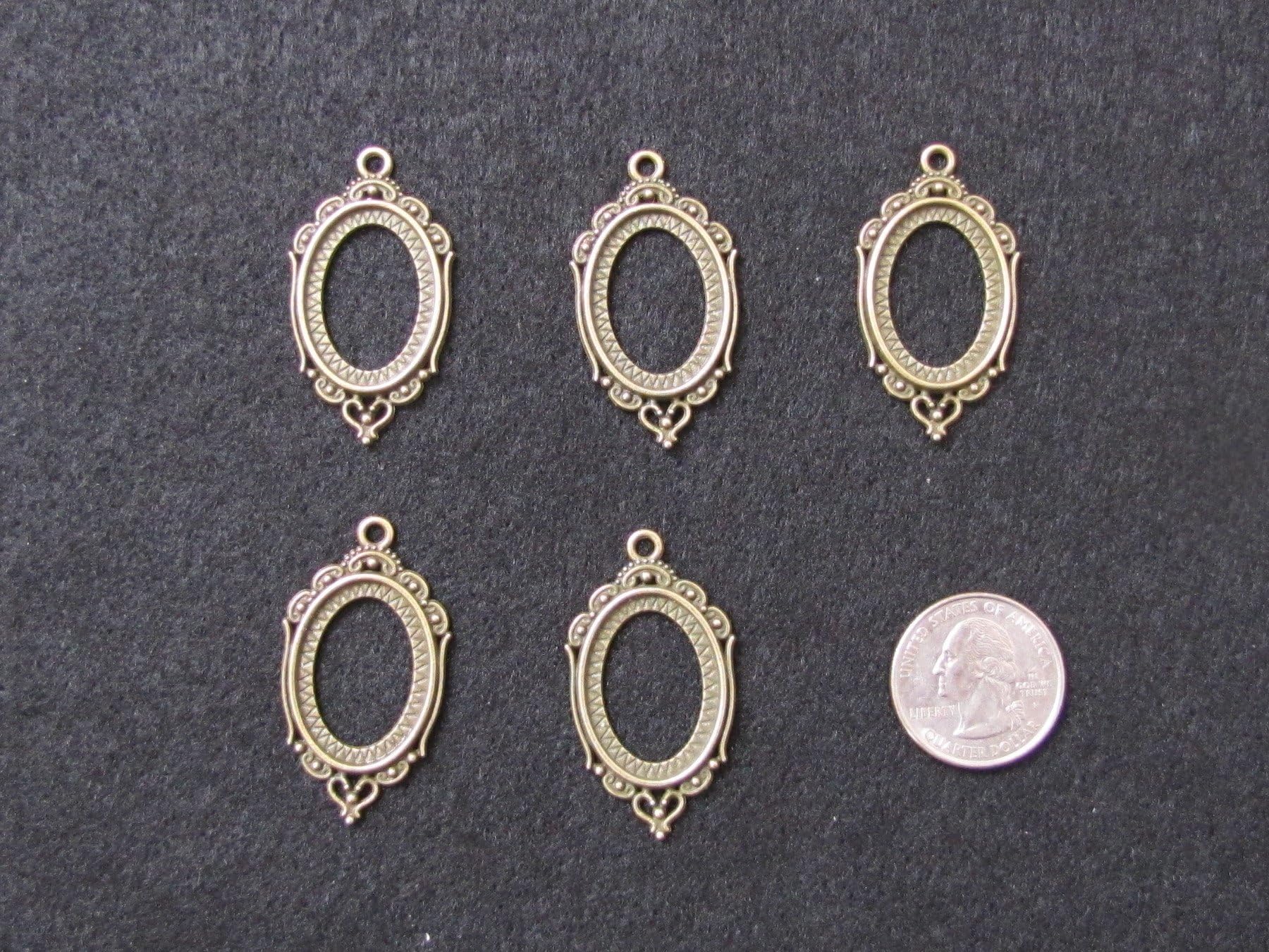 5 Antique Bronze CAMEO Setting Frame Open Bezels for Resin, Open Back Bezel Pendant Blanks for Jewelry Making