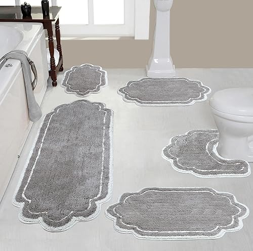 Miniatura 1 de Home Weavers - Tapete de baño 100% algodón copetudo, supersuave y absorbente, lavable a máquina y apto para secadora