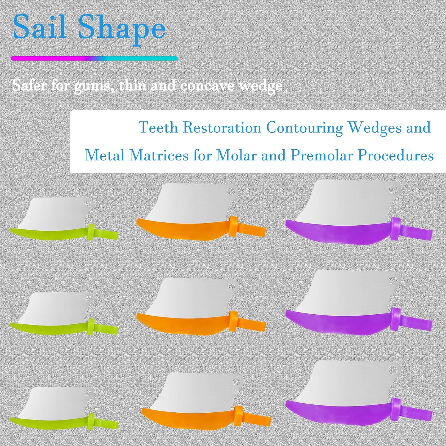 Dental Sectional Matrix Wedges System,Dental Wedge Guard with Wedge Knife for Teeth Restoration,Pack of 50 (Green)