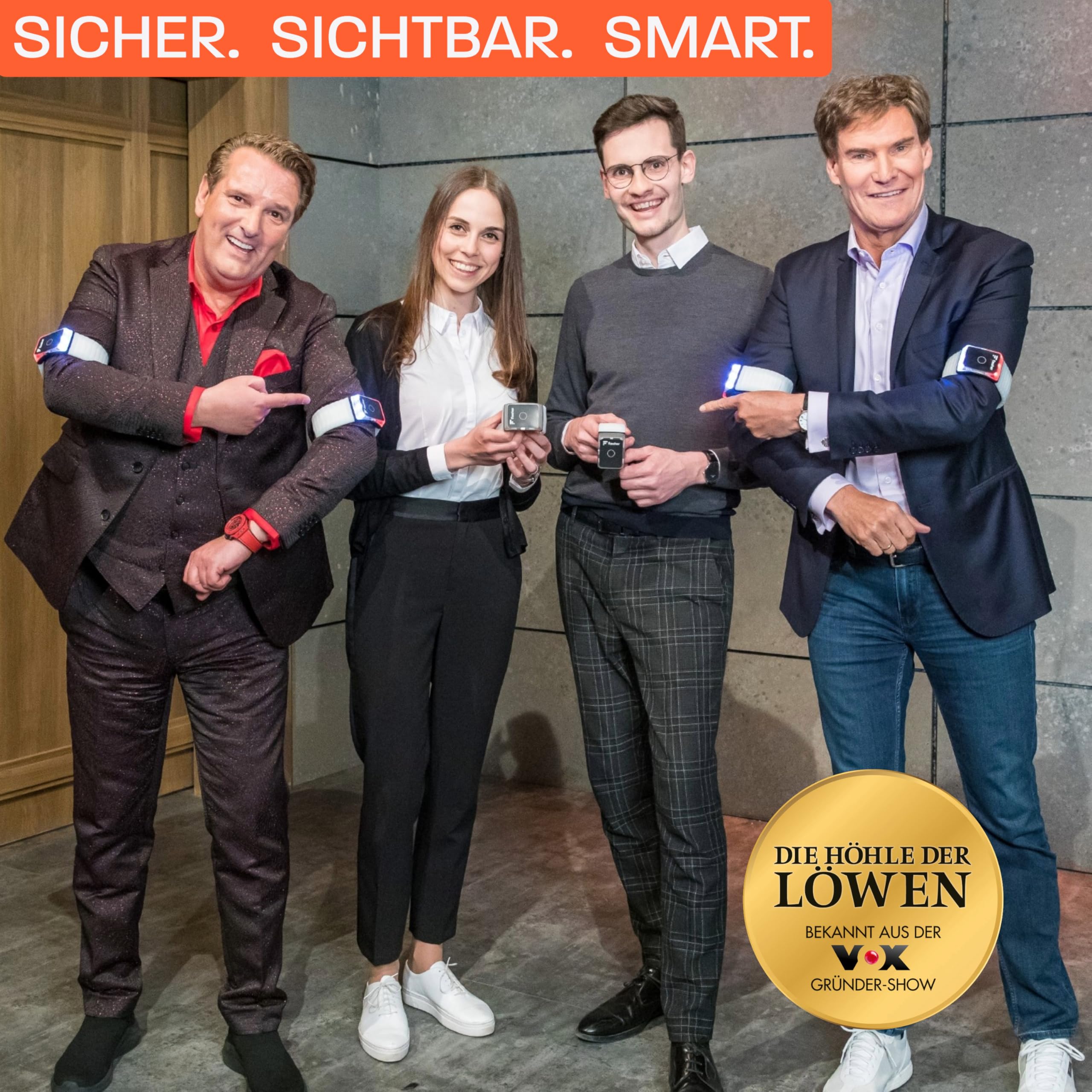 Flasher Patentierte Blinker Armbänder für Fahrrad, E-Scooter, Läufer | Smartes Bremslicht, Blinklicht, Frontlicht, Rücklicht | Die Höhle der Löwen