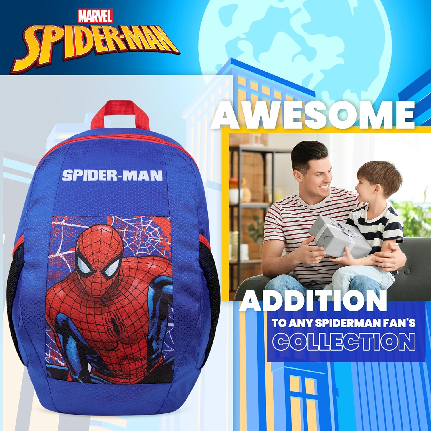 Marvel Spiderman Kids Backpack with Water Bottle Pocket, Large Capacity School Rucksack - Boys Gifts - Image 3