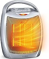 GiveBest Portable Ceramic Space Heater, 1500W/750W with Thermostat, Safe Quiet Fan Heats 200 Sq Ft for Office Bedroom Desk Use, Silver