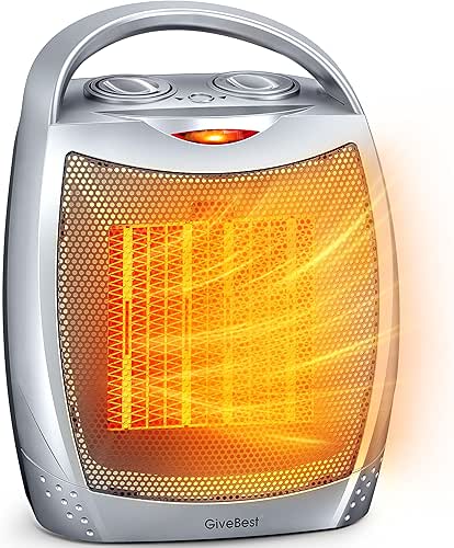 GiveBest Portable Electric Space Heater with Thermostat, 1500W/750W Safe and