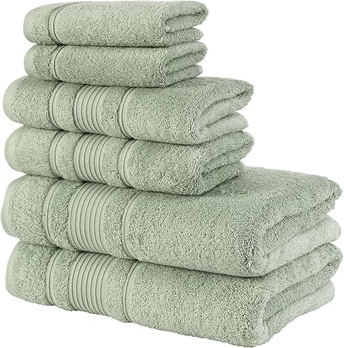 Miniatura 5 de Qute Home - Juego de 6toallas de baño, 100% algodón turco prémium, toallas turcas de alta calidad para baño, suaves y absorbentes, incluye 2toallas