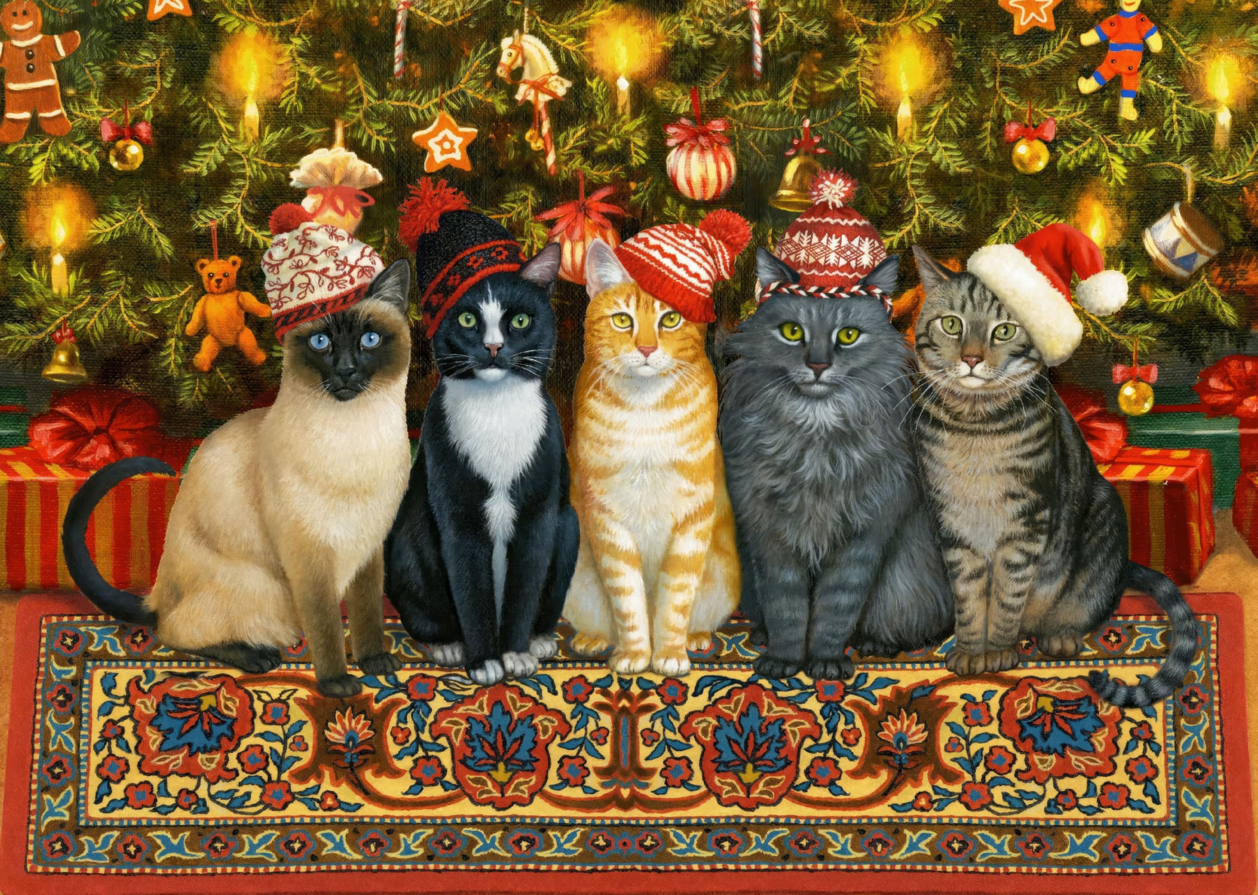Christmas Jigsaw Puzzles for Adults 1000 Piece Christmas Cats 27.56 x 19.69 Inch Educational Challenge for Kids