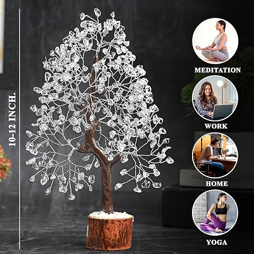 Miniatura 2 de Árbol de cristal de cuarzo transparente para energía positiva Piedras curativas de chakras, cristal y piedras preciosas transparentes para corona,