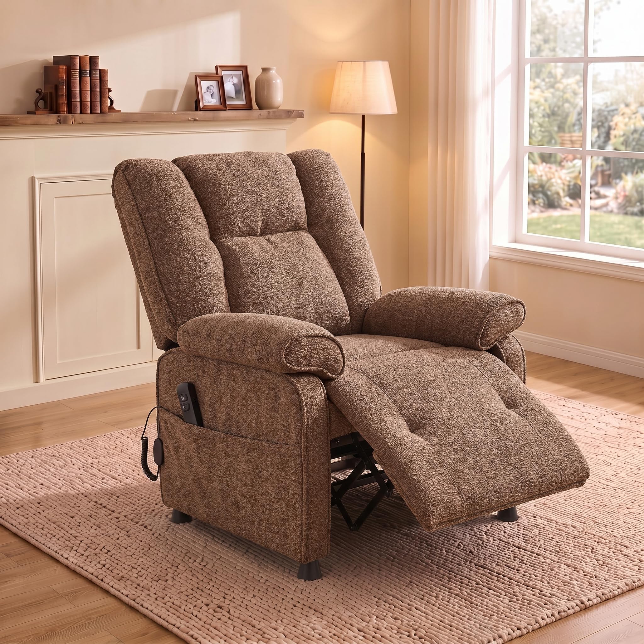 Electric Recliner Chair, 90° to 160° Adjustment with Remote, Brown