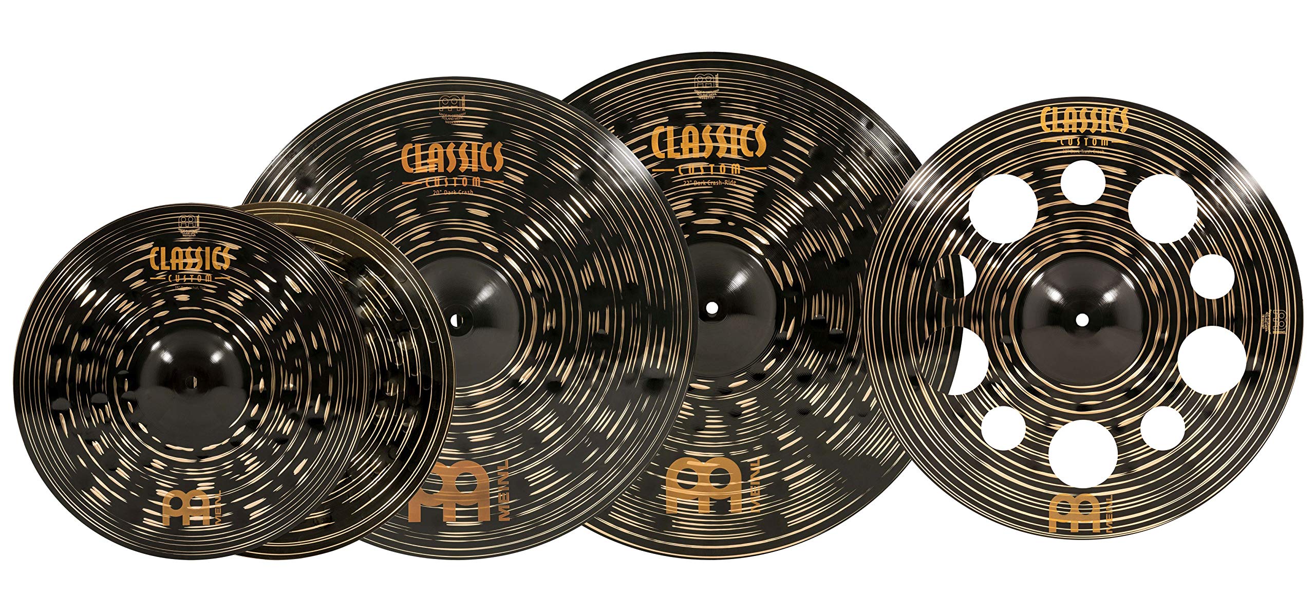 Meinl Cymbals Classics - Juego completo de cajas oscuras personalizadas para tambores, 4 piezas de 15/18/20/22 pulgadas, fabricado en Alemania (CCD502+18)