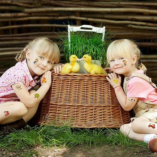 Miniatura 7 de ADXCO 144 tatuajes para fiesta de granja, tatuajes temporales de animales de granja con purpurina dorada para niños, decoración de cumpleaños,