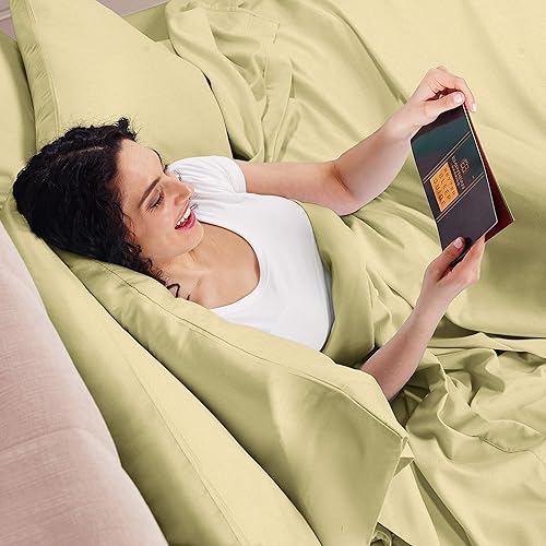 Miniatura 9 de Empyrean Bedding - Juego de sábanas de 6 piezas con correas ajustadas para mayor duración y resistencia, 110 GSM, tejido suave, Microfibra, Savia