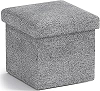 OrnavoHome Foldable Linen Storage Ottoman Cube 12x12x12 Inch - Collapsible Footrest Stool Seat with 28L Storage for Living Room, Bedroom, Dorm, Gray