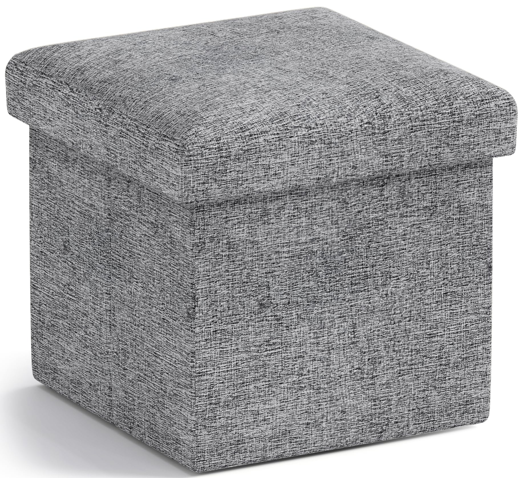 Ornavo Home Small Storage Ottoman Foldable Collapsible Cube Square Linen Ottoman Foot Rest Stool Seat, for Living Room, Bedroom, Home Office, Dorm -