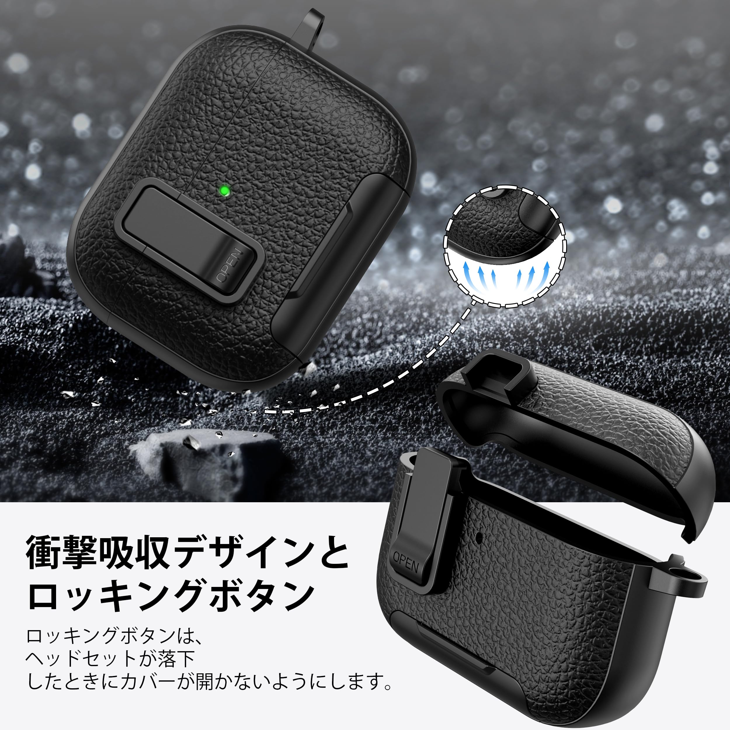 Amazon | RFUNGUANGO AirPods Pro 3ケース レザー、キーチェーン、電話